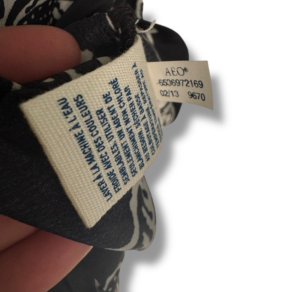 Y2K American Eagle Outfitters Sleeveless Dress Size 10 Black White Floral Ruffle - Picture 6 of 10